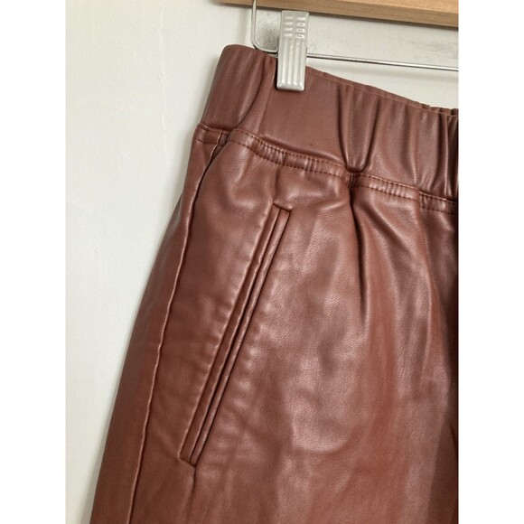 New INC Faux Leather Jogger Pants MEDIUM Cognac Brown Urban Boho - Picture 3 of 13